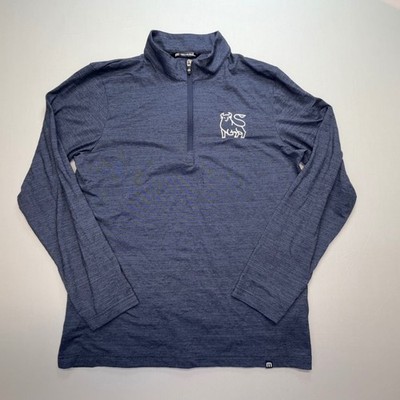 Travis Mathew Mens M Blue Quarter Zip Long Sleeve Athletic Pullover Golf Shirt