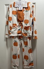 Tahari Kids 2-Piece Halloween Pumpkin Pajama Set Long Sleeve Button-Up 5/6