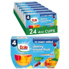 Dole Fruit Bowls No Sugar Added Snacks, Cherry Mixed 4 Ounce Pack of 24 