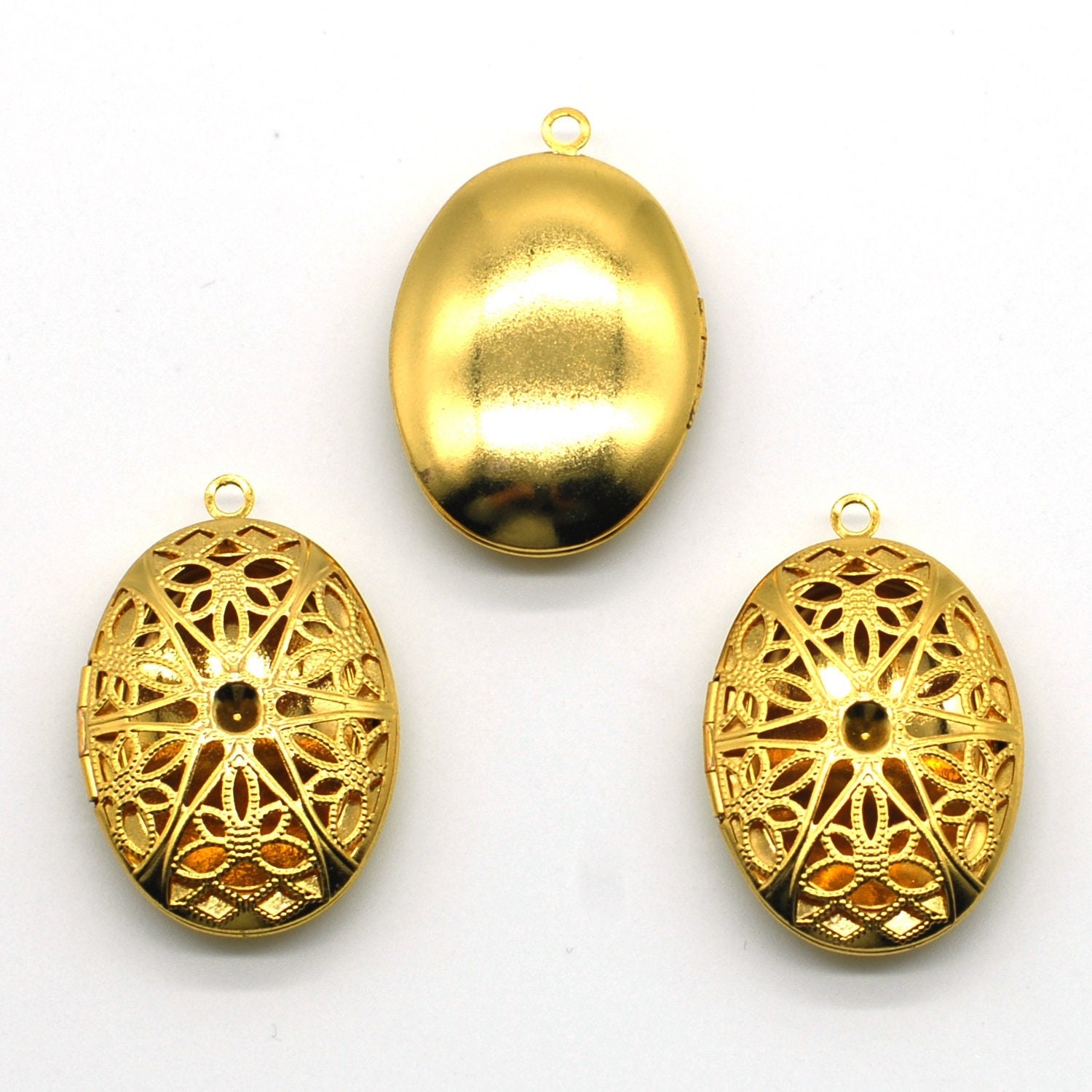 Clearance 5PCS Brass Oval Filigree Locket Charm Pendant, 25X38mm Multi LMC14