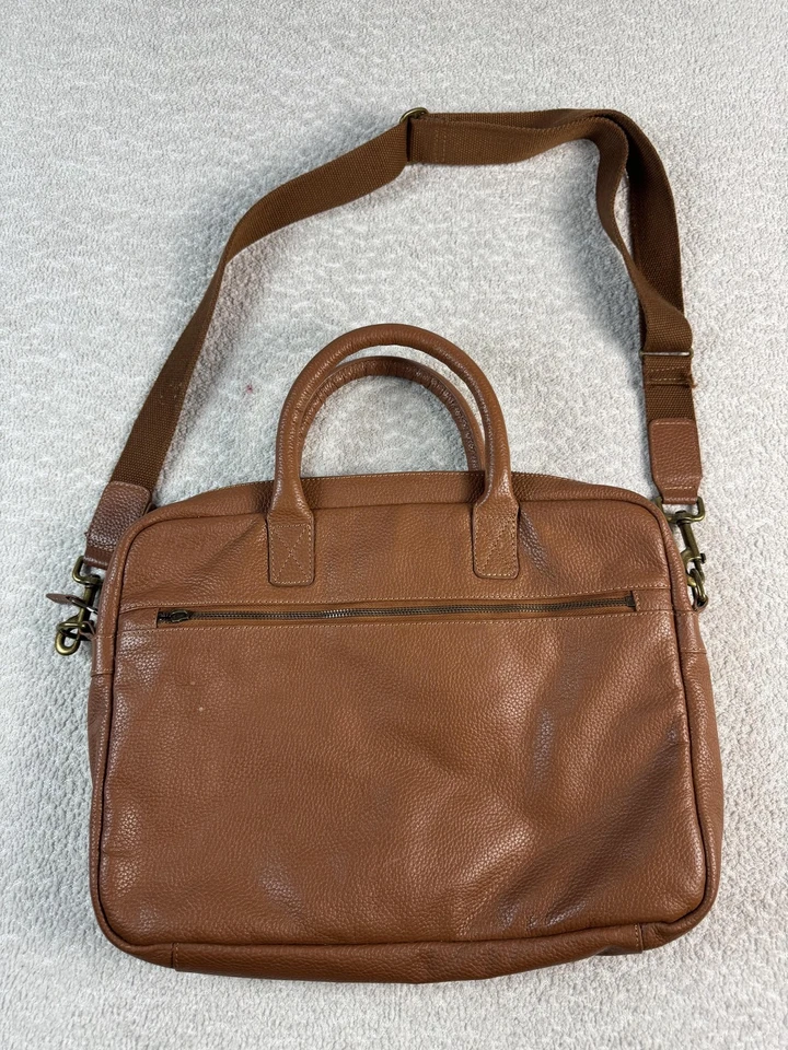 Mark & Graham Pebbled Leather Briefcase Laptop Bag Brown Crossbody Messenger - Image 4 of 4
