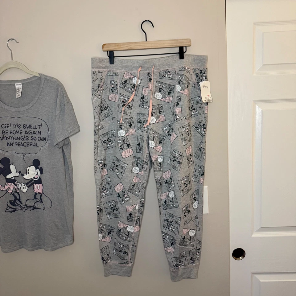 Women's Disney Mickey Minnie Mouse Set of 2 Pajama Set Drawstring Comfy SZ XL - Image 3 of 4