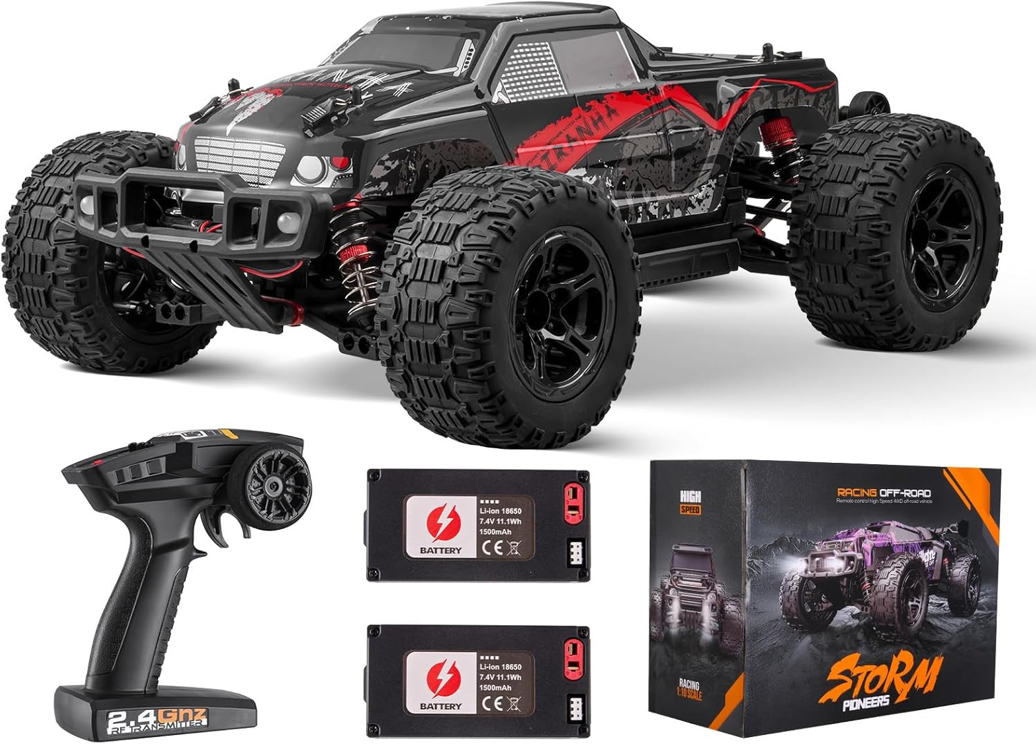 Remote Control Truck With Lights, All Terrain 4wd Off-road Mo