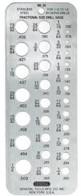 5 Pack Stainless Steel Fraction Drill Gauge 24