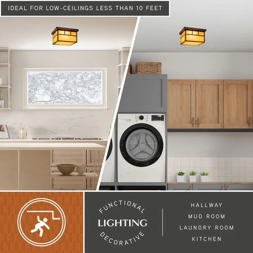 Vaxcel Lighting OF14611 Mission 2 Light Flush Mount Outdoor - Bronze - Picture 10 of 12