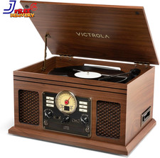 6-In-1 Bluetooth Record Player Walnut US ONLY