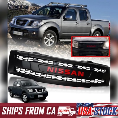 FOR NISSAN NAVARA FRONTIER D40 2005-13 LED WHITE GRILLE GRILL FRONT BLACK RED