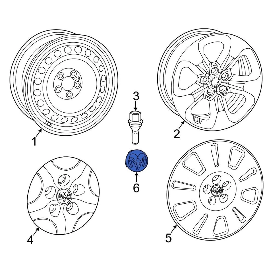For Ram ProMaster City 2015-2022 Ram 5XW61LS6AA Wheel Cap Foto 4 de 4