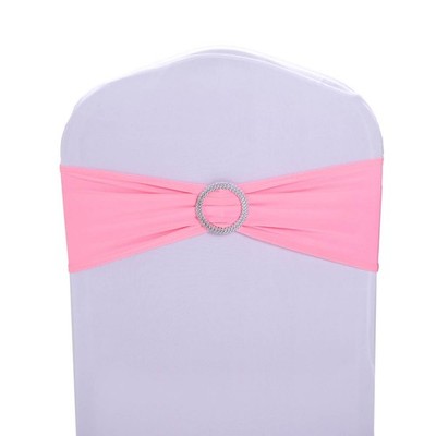 Pink Stretch Spandex Wedding Chair Sash Band Buckle Slider Event 10 PCS