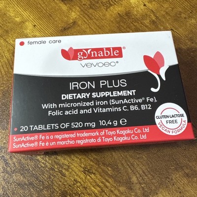 Gynable Vevoec Iron Plus 60 Capsules New Sealed Exp 12/2026