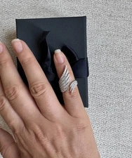 APM Monaco Sterling Silver Pinky Midi Ring CZ $220 New Sz 44