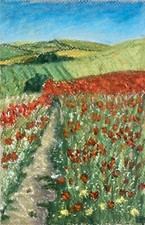 Peinture Pastel #Impressionniste Champ De Coquelicots En Ete