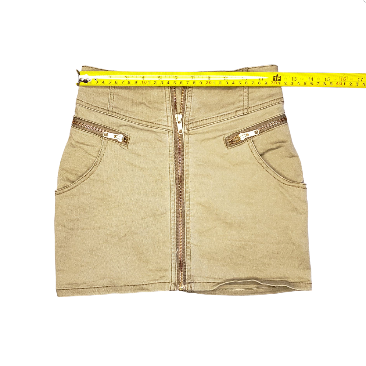 PH H&M Divided Zip Front Denim Mini Skirt Tan Gold Womens Size 2 | eBay