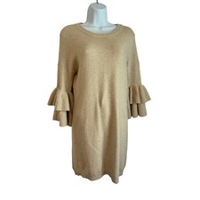 BB Dakota Size Small Cream 3/4 Sleeve Ruffle Sleeve Sweater Dress Women's 