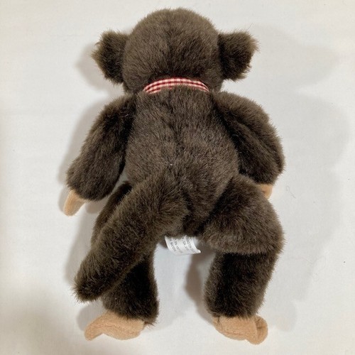 The Bearington Collection Brown Monkey Plush Stuffed Animal Toy Red Cream Bow 9" - Picture 3 of 5