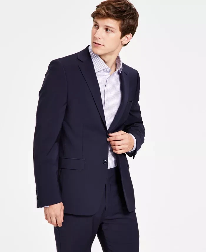 $450 Calvin Klein Men's Skinny Fit Infinite Stretch Navy Jacket Sport Coat  46L | eBay