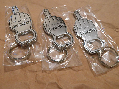 3 PACK JACKED SKATEBOARDS MIDDLE FINGER BOTTLE OPENER CHROME KEYCHAINS NEW!!!