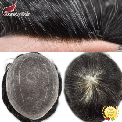 Mens Toupee Hairpiece Swiss Welded Mono Lace Wig for Men Hair System Replacement