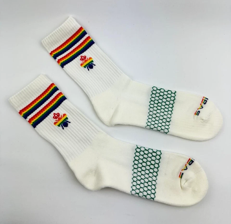 2-Pack Bombas Bee Proud Calf Pride Rainbow Socks White Large Unisex - Image 4 of 4