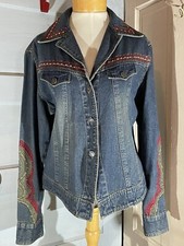 Womens Size Large Cattlelac Ranch Rhinestone Western Denim Jacket