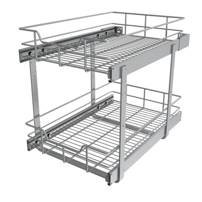 2 Tier Pull Out Cabinet Organizer 14'' W X 22'' D, Slide Out Drawers For Kitche...