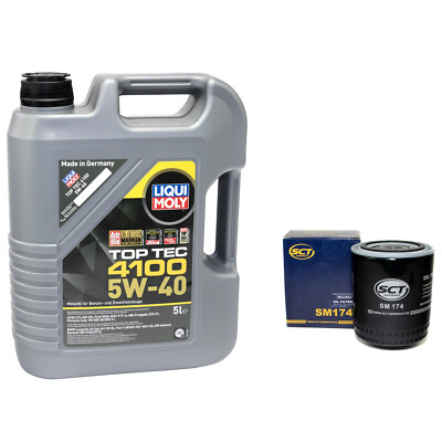Motoröl Set Top Tec 4100 5W-40 5 Liter Ölfilter SM174 für Audi Skoda VW Passat