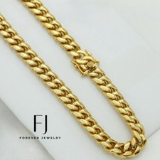 Men's 24" Stainless Steel 8mm Miami Cuban Curb Chain Gold plated Box