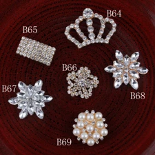 120PCS Vintage Crown/snow/flower Rhinestone Buttons Bling Alloy Crystal Flatback