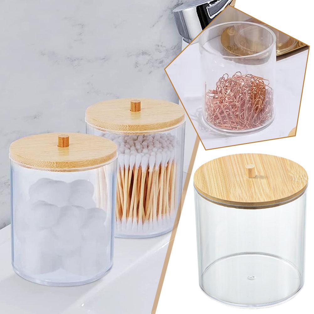 Clear Acrylic Swab EarBud Storage Jar Organisr Box Laundry Coagulant