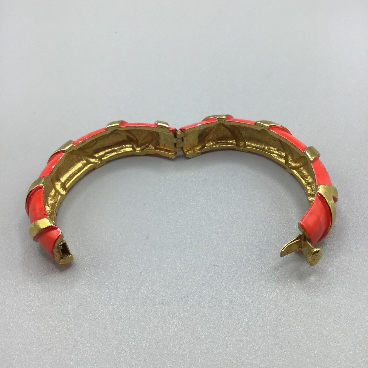 Original By Robert Hinged Bangle Hot Pink Enamel & Gold Tone Signed and Numbered View 4