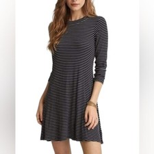 American Eagle Dress XS Black White Striped Long Sleeve Soft & Sexy