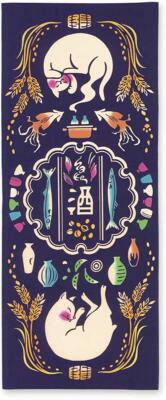 Japanese kenema towel drunk cat decoration japan gift Dyeing japan