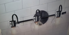 LNC 22 in. 3-Light Modern Black Bathroom Vanity Light/Clear Glass Globe Shades