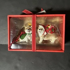 Blue Sky Clayworks Heather Goldminc Handpainted Corgi Christmas Ornament Set 