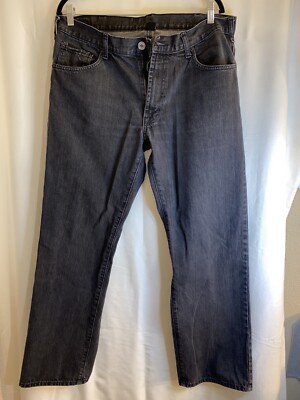 Calvin Klein Jeans Size 36x30 Black Straight Leg Back Logo Pockets Denim
