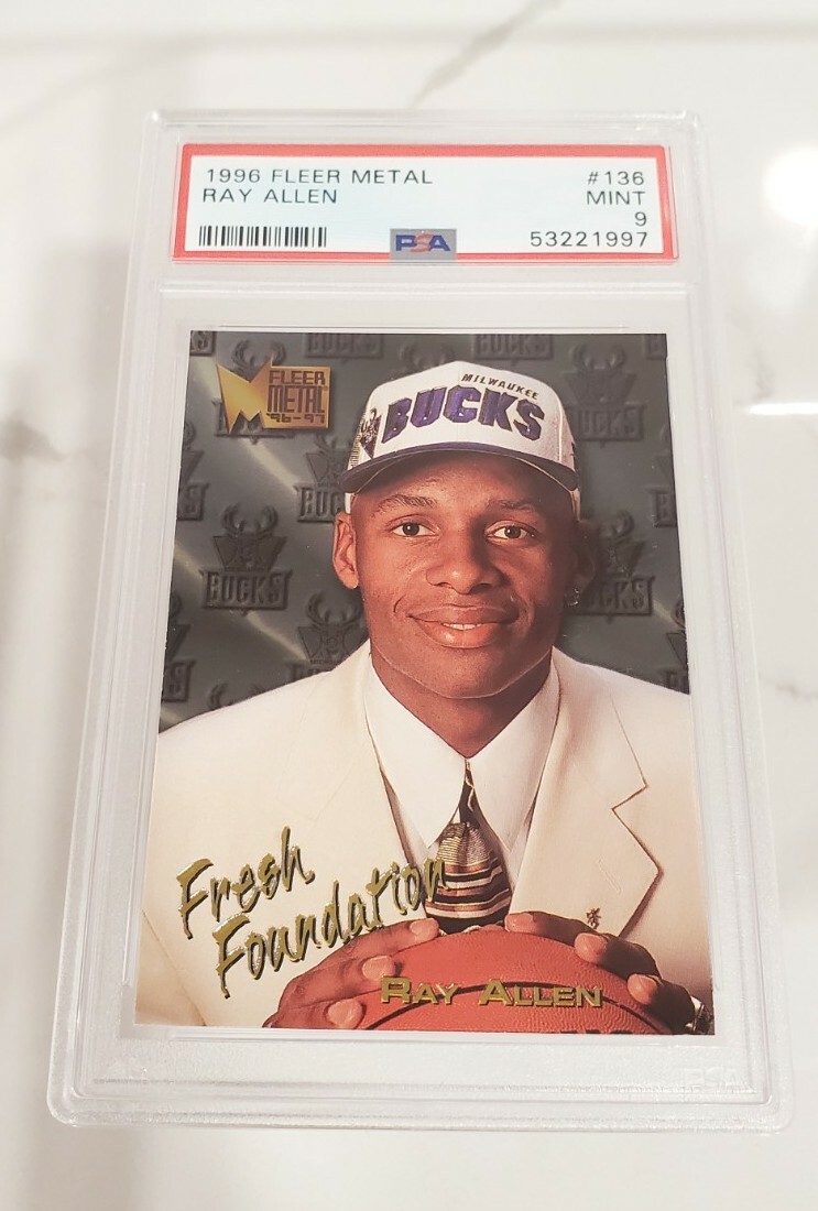 1996 Fleer Metal Ray Allen Fresh Foundation #136 Rookie PSA 9 MINT