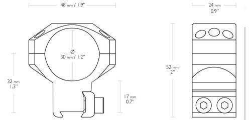 Hawke Tactical Ring Mounts 2pc Scope Rifle Mount Weaver / 9-11mm All sizes - Picture 5 of 12