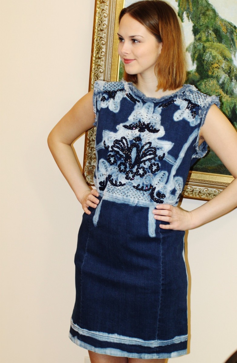 marc cain denim dress MARC CAIN Denim dress in 357 vintage indigo