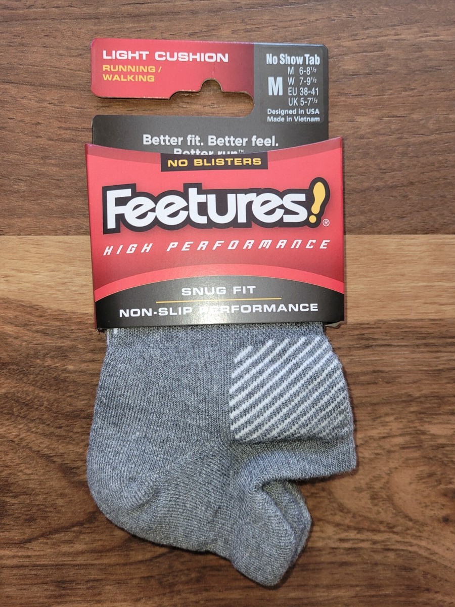 Feetures! High Performance Light Cushion No Show Tab Heather Gray
