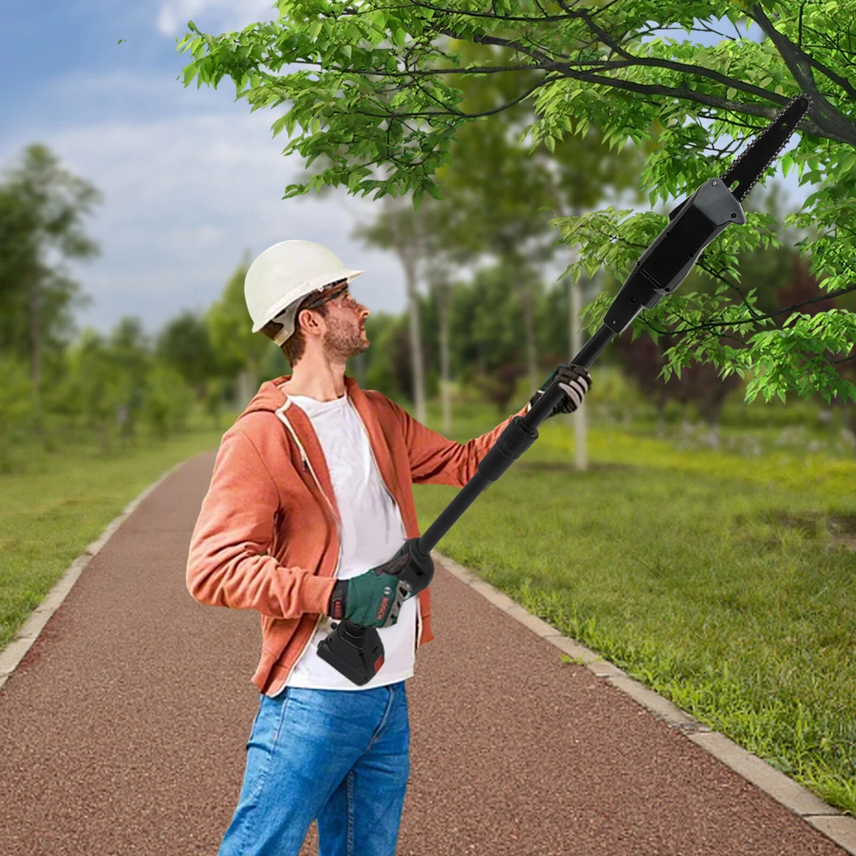 2in1 Cordless Electric Tree Pole Saw Chainsaw Pruner Telescoping Branch Trimmer