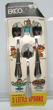 Rare Vintage EKCO 3 Little Spoons Set Stainless Steel NOS New USA