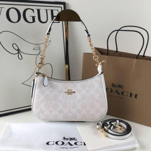 Coach Teri 2Way Shoulder Bag CA548 Signature Canvas Smooth Leather
