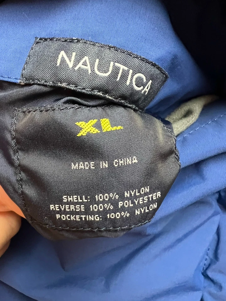 Chaqueta Abrigo Reversible Nautica Para Hombre XL Polar Azul Marino Beige Rompevientos Pesado Foto 4 de 4
