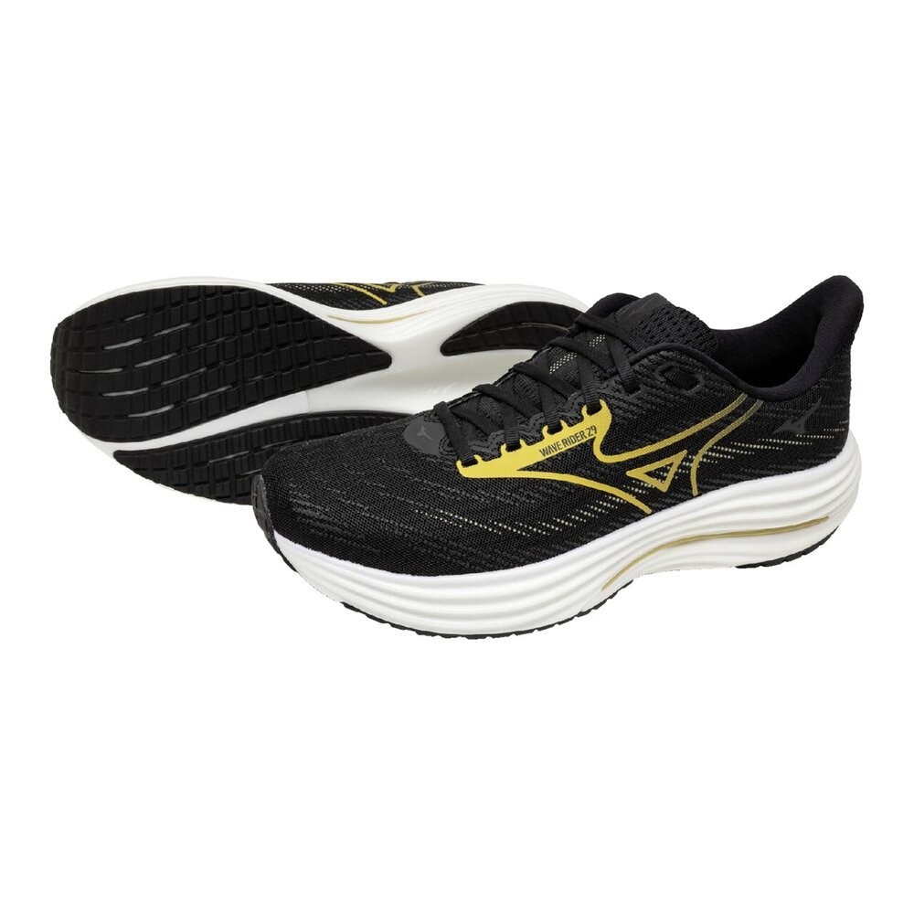 MIZUNO Running Shoes WAVE RIDER 29 SW Black/Gold/White J1GC250455