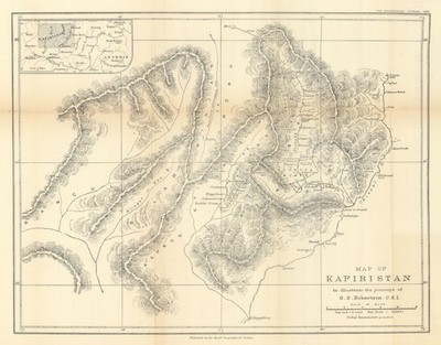Karte von Kafiristan zur Illustration von George Scott Robertson Reisen. RGS 1894