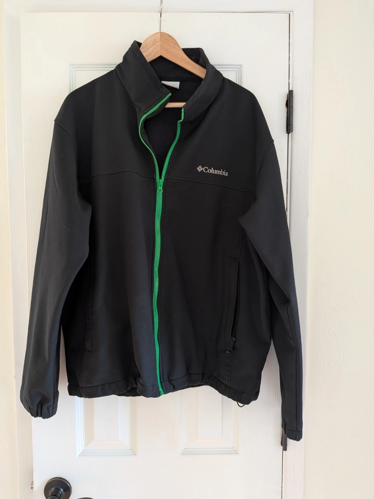 Columbia Mens Black With Green Zipper Omni-Shield Fleece Lined Jacket Size XL
