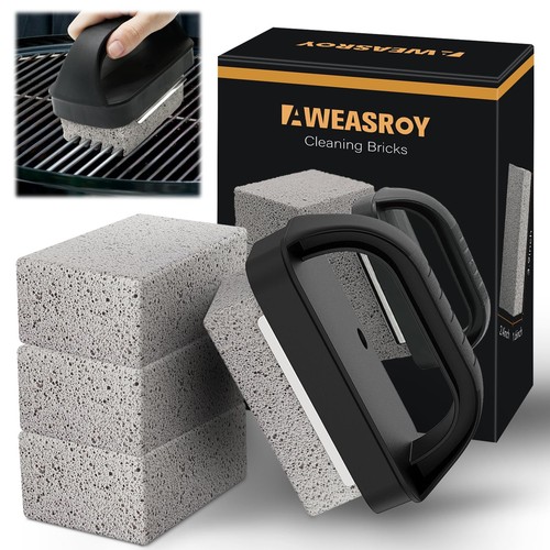 Grill Griddle Cleaning Brick Block Heavy Duty with Handle (4 Pack)