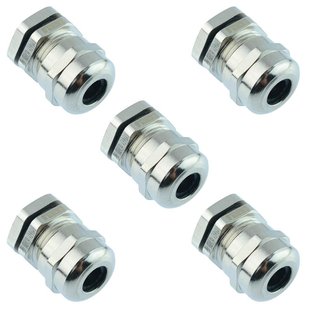 5 x M12 Brass Metal Dome Cable Gland IP68