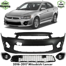 Front Bumper Cover Fascia & Bumper Grille Kit For 2016-2017 Mitsubishi Lancer