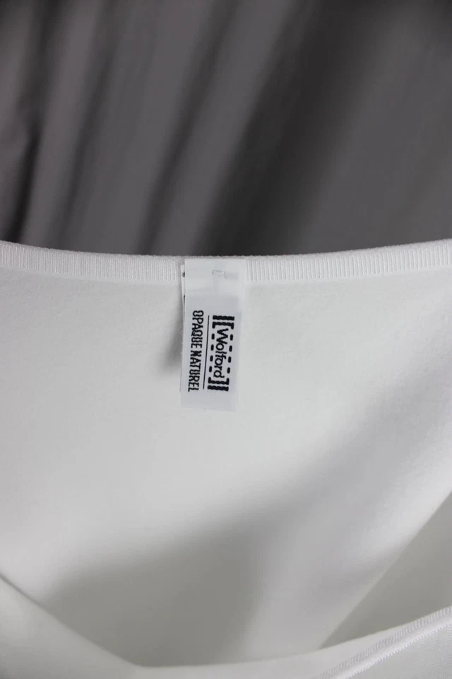 Wolford Women's White Cotton Blend Boat Neck 3/4 Sleeve Top Size Large - Image 3 of 4